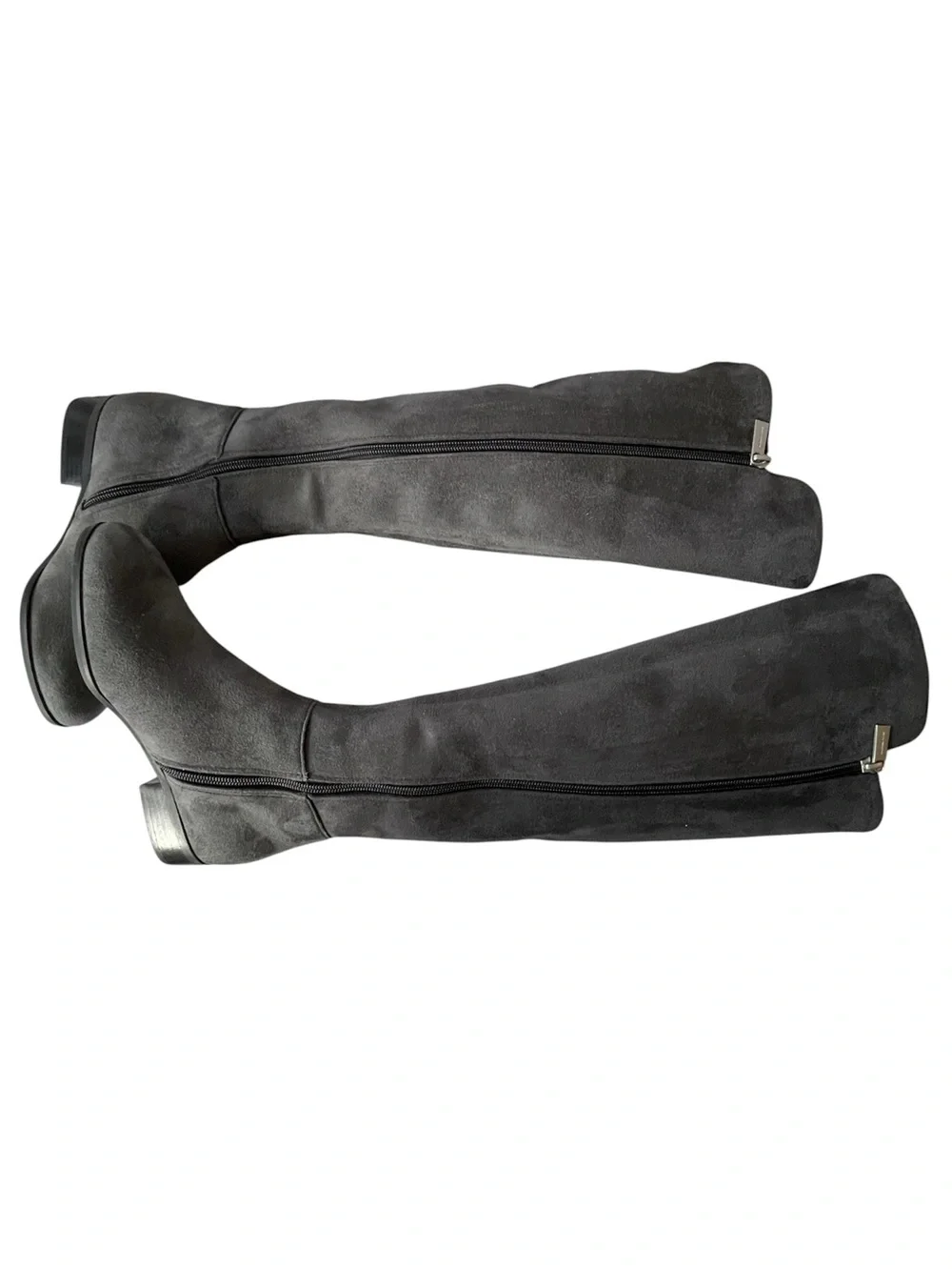 Michael Kors Bromley Flat Tall Riding Boots Stretch Suede Charcoal